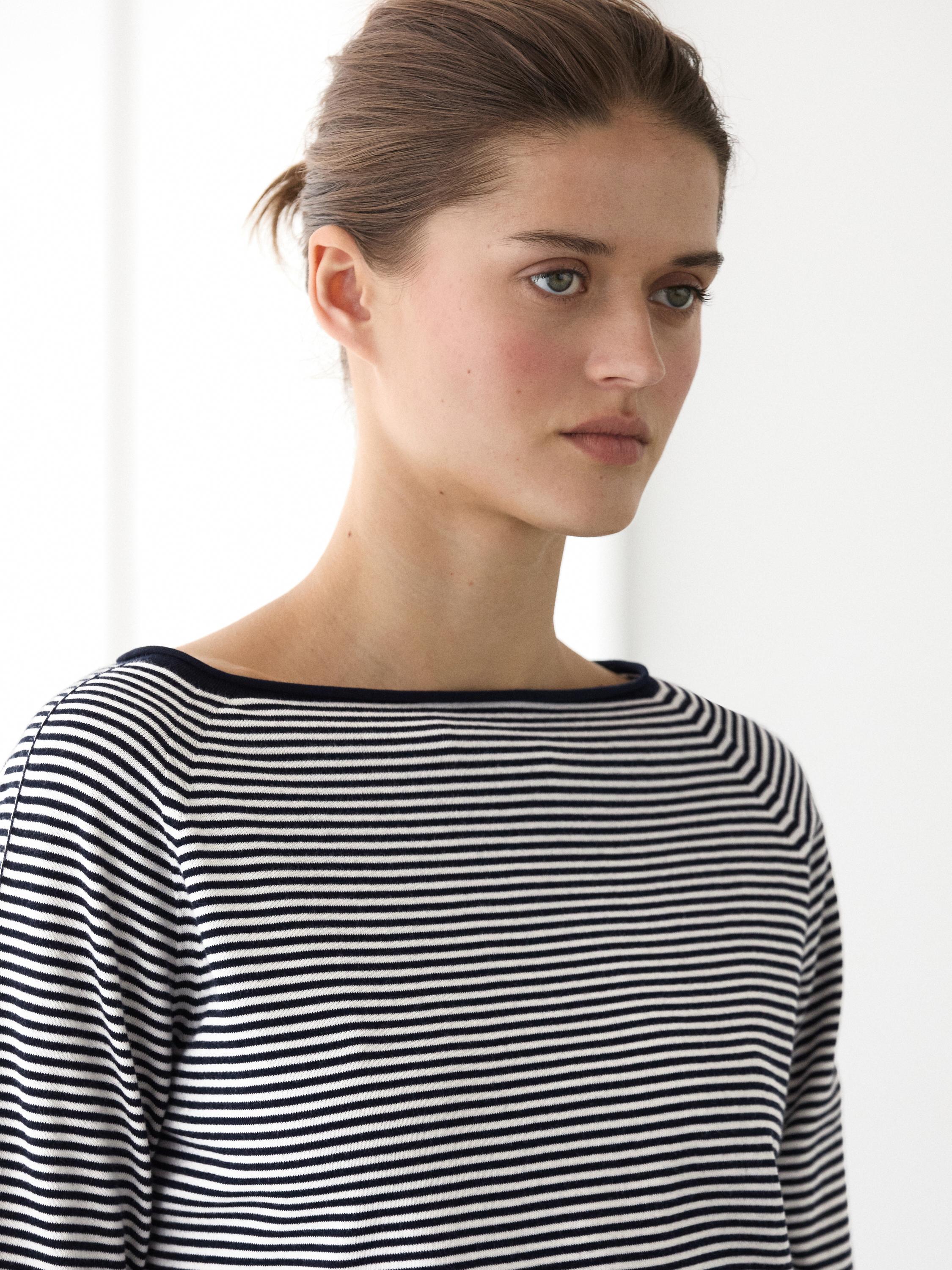 100% cotton striped knit sweater